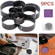 9X Leather Circle Cutter Tool Set Leather Hole Punch Tool Kit Round Cutting Dies