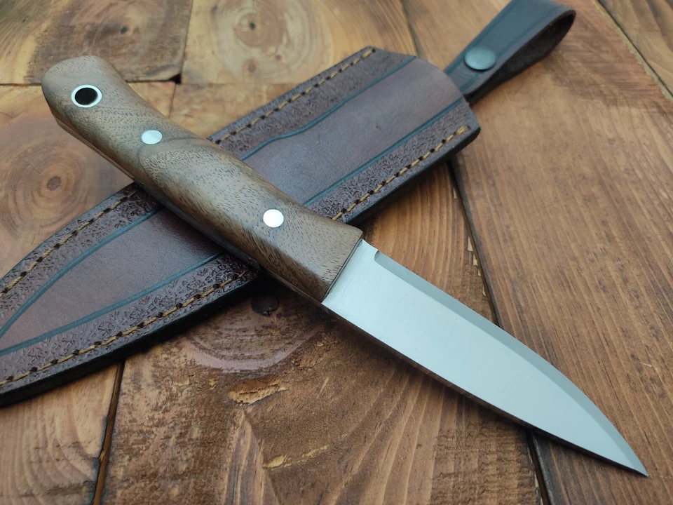 Cuchillo de caza de supervivencia de camping Bushcraft Scandi Grind de acero 1095 hecho a mano personalizado Foto 3 de 4