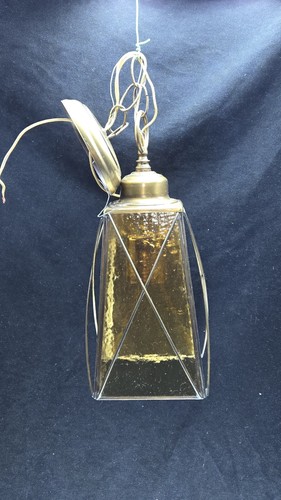 MID CENTURY Spanish Revival AMBER Bubble GLASS BRASS PORCH LANTERN PENDANT LIGHT - Picture 4 of 5