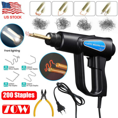 Hot Stapler Gun Plastic Repair Car Bumper Fender Welder Machine Kit +200 Staples
