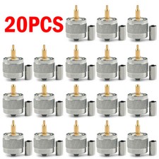 20PCS Connector UHF Male PL259 Plug Crimp RG58 RG142 LMR195 RG400 cable USA 