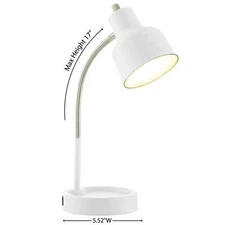 17" Mainstays LED Catch-All Base & AC Outlet Adjustable Flexible Desk Lamp,New