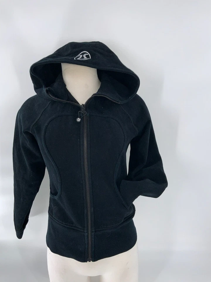 Chaqueta con Capucha Lululemon Cremallera Completa Para Mujer Talla 4 Negra Algodón Como Nueva YGI E2-461 Foto 3 de 4
