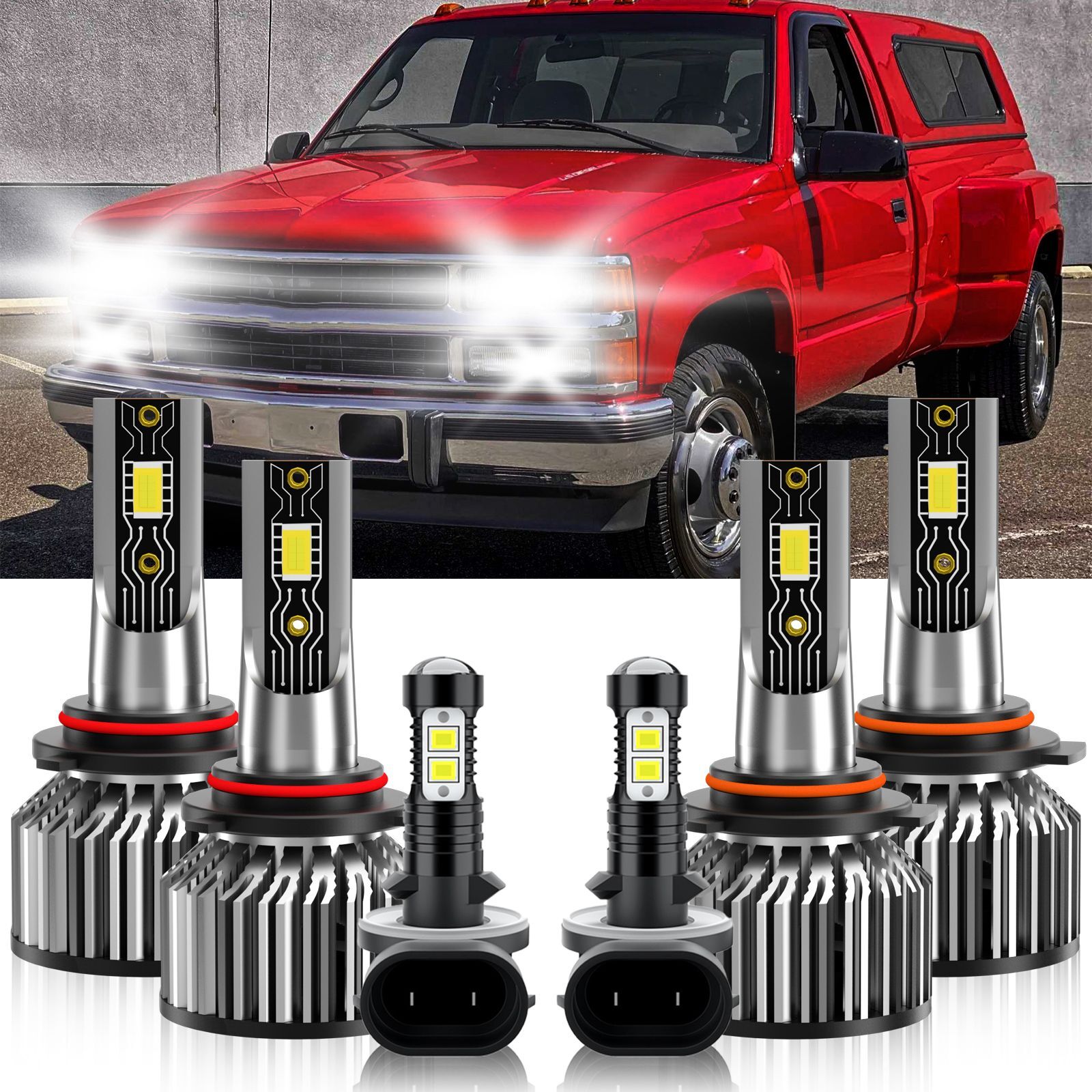 For Chevrolet C1500 1999-1999 LED Headlight Kit+Fog Light Bulb Combo 6500K White