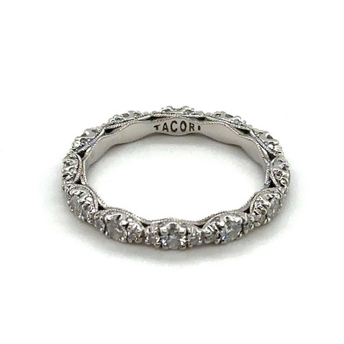 TACORI Platinum 950 Sculpted Crescent Diamond Eternity Band Ring Size 6.25 - Picture 2 of 4