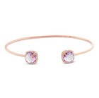 Amethyst Diamond Open Bangle Cuff Bracelet 14K Rose Gold Briolette Checkered Cut