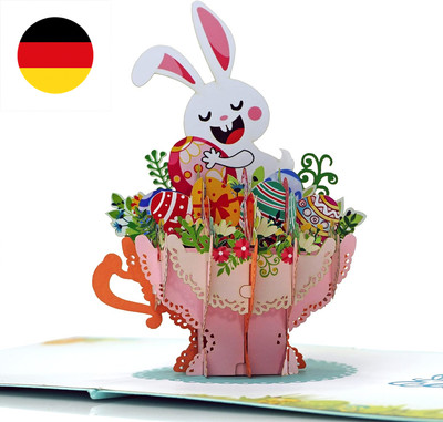 CUTPOPUP Happy Easter with Funny Bunny - 3D Card, Easter Card, Easter Greeting C