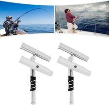 2X Boat Double Angle Fishing Rod Holder Stainless Steel Outrigger Adjustable