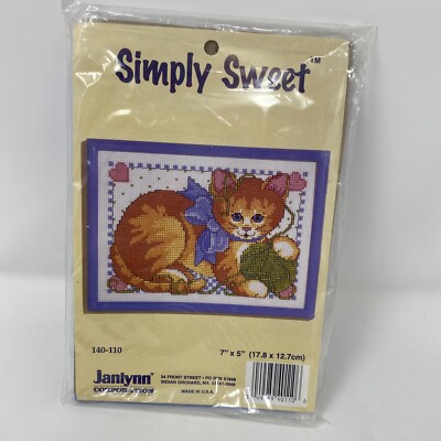 simply sweet Janlynn Kreuzstich-Set Katze/Kätzchen mit Wolle 140-110 7  X4  Neu