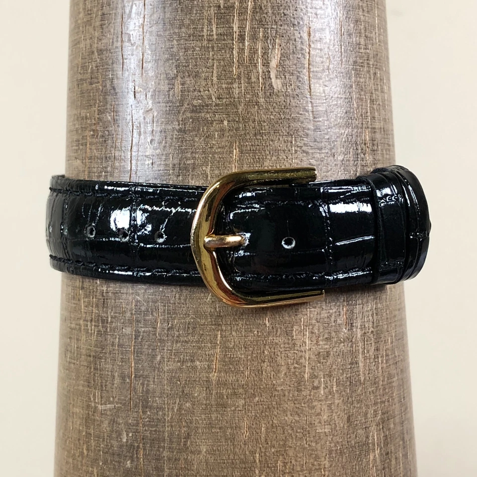 Joan Rivers Classics relógio de quartzo feminino vestido bisel pérola falsa esfregão couro 7" - Imagem 4 de 4