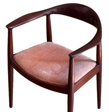 Signed Hans Wegner Johannes Hansen Oak Wood Lounge Round Chair Vtg Danish Mcm