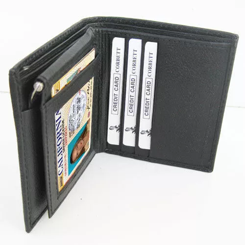 Black Genuine LEATHER MEN'S MONEY CLIP Bifold CARD Mens Wallet Front  Pocket