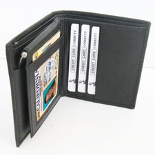 Black Genuine Leather Men's Money Clip Bifold Wallet Front Pocket NR
