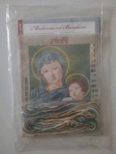 QUADRI SACRI A MEZZO PUNTO - MADONNA COL BAMBINO tela con fili