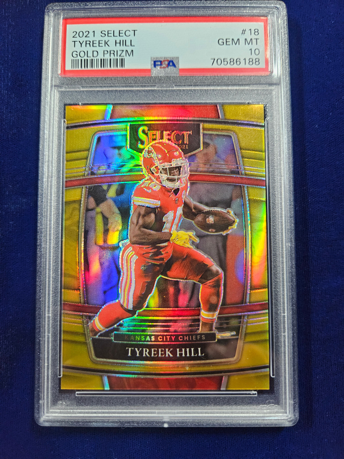 🌟 2021 Panini Select Tyreek Hill GOLD PRIZM #10/10 DOUBLE JERSEY# PSA 10
