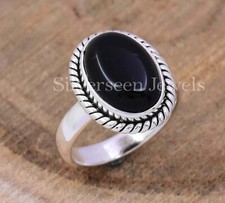 Natural Black Onyx Ring, 925 Sterling Silver Ring Design ring, Gift For Her