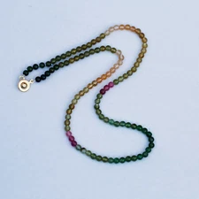 IBX001 Gradual green & yellow TOURMALINE NECKLACE 45cm w/14KGF clasp