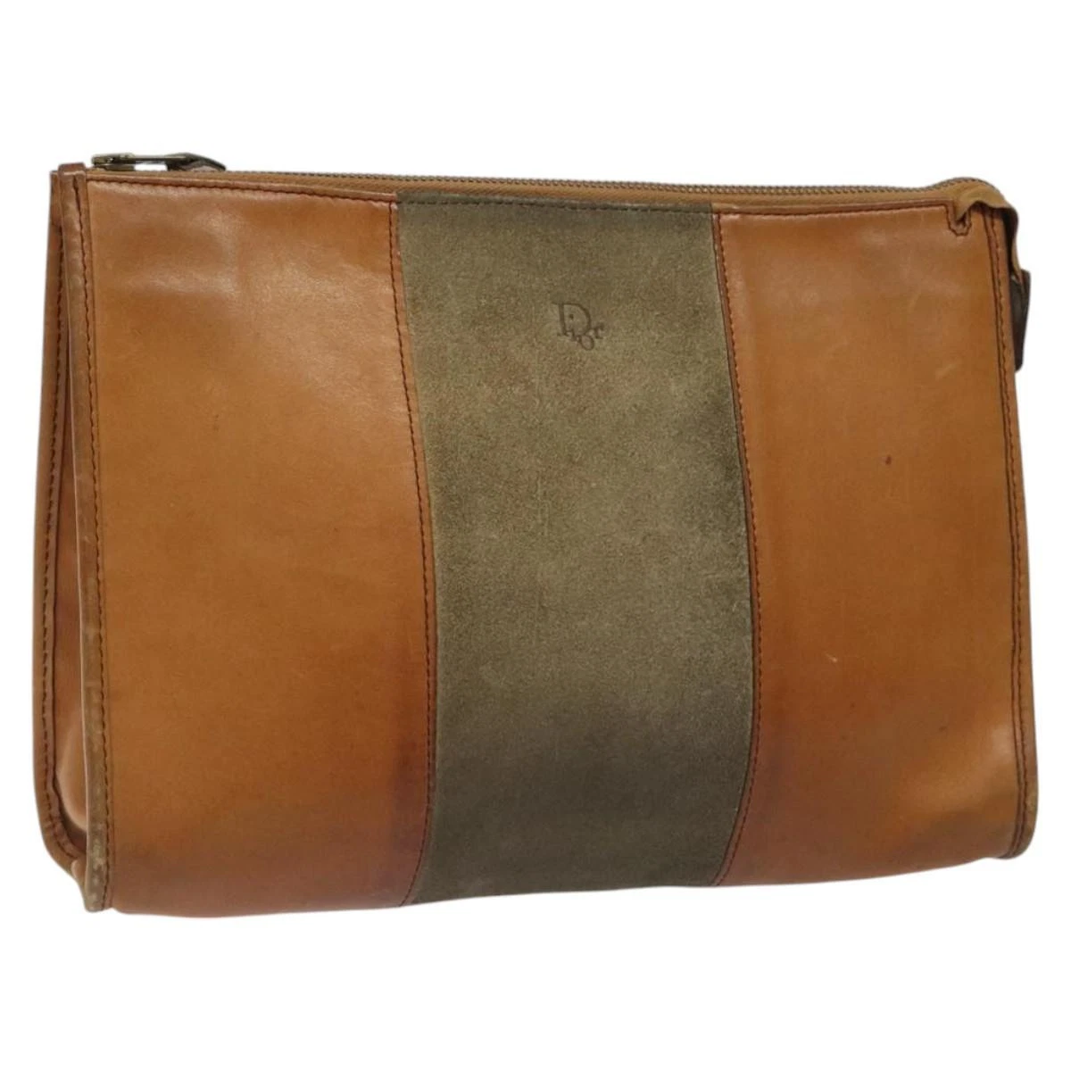Sac pochette Christian Dior cuir marron authentique nb312