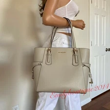 NWT Michael Kors Voyager EW Tote Light Sand Leather Shoulder Bag Medium Handbag