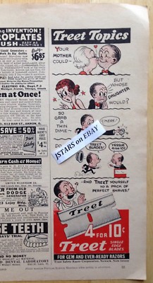 TREET RAZOR BLADES ADVERTISEMENT, GEM, EVER-READY RAZORS, MAGAZINE AD, 1939