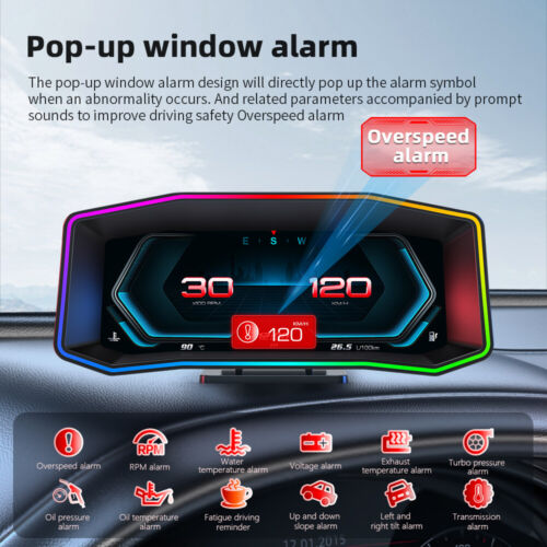 P4 Car Head Up Display OBD2 GPS Dual System Speedometer Turbo RPM Alarm Temp - Picture 19 of 20