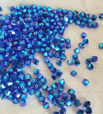 Swarovski 5328 4mm bicone beads, Majestic Blue AB2X (24pcs)