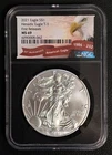 2021 SILVER EAGLE. TYPE 1. FIRST RELEASES. NGC CERTIFIED MS69. CERT.#6090008-062