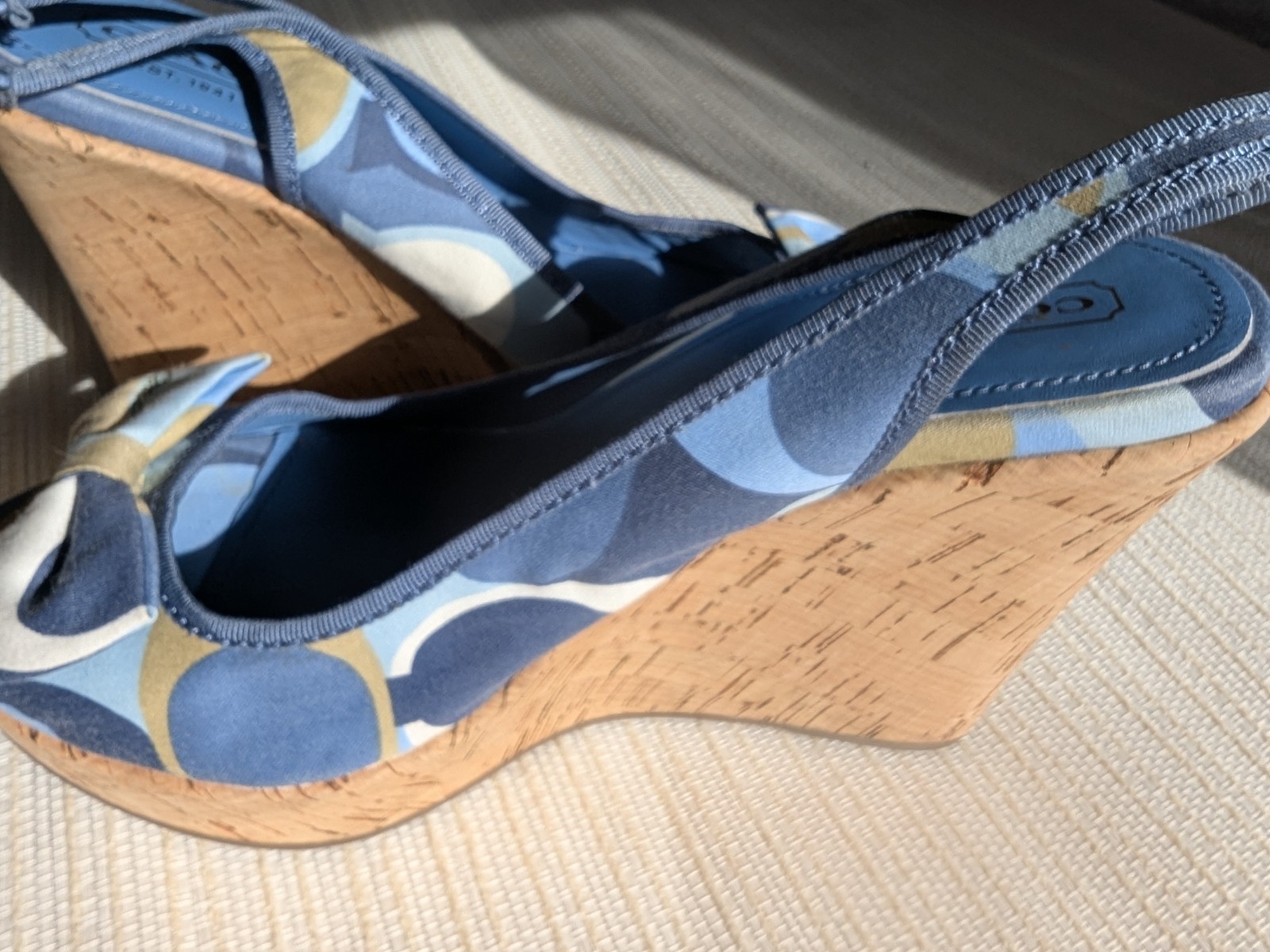 Coach Blue/Tan "Gwynnie" Signature Pattern Wedges… - image 3