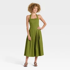 Women's Midi Halter Dress - A New Day Olive XL