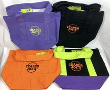 Trader Joe's Mini Halloween Canvas Tote Bag Set Of 4 RARE LIMITED In Hand New !!
