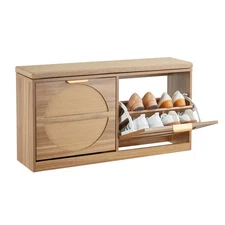 Uimoso Entryway Shoe Bench 38.9x9.4x19.7 Inch Storage Rack with Flip Drawer