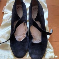 Suede Flamenco Shoes Black Cross Strap 23cm Size 35.5