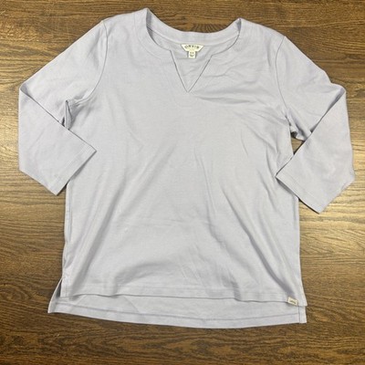 Orvis Shirt Womens Medium 3/4 Sleeve V Neck Stretch Classic Top Casual Tee