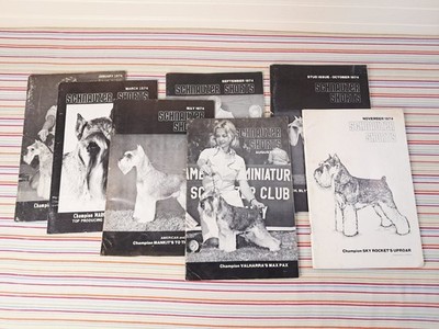 7 Vtg Miniature Schnauzer Shorts AMSC AKC Club Dog Show Magazine 1974 1970s Lot