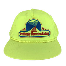 Vtg Great Smoky Mountains Railway Cap Neon Rope Snap Back Trucker Baseball Hat