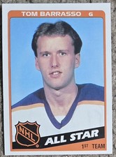 Tom Barrasso 1984-85 Topps All Star 1st Team Hockey Card ~ #158 ~ Buffalo Sabres