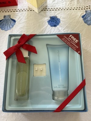 American Beauty wonderful Gift Set   perfume spray, lotion, and earrings