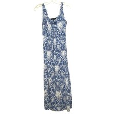 Vtg Glamour Sleeveless Boho Maxi Dress 4P Blue Cruise Romantic Feminine Artsy