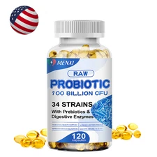 Probiotics Digestive Enzymes 100 Billion CFU Potency Immune Health 120 Capsules