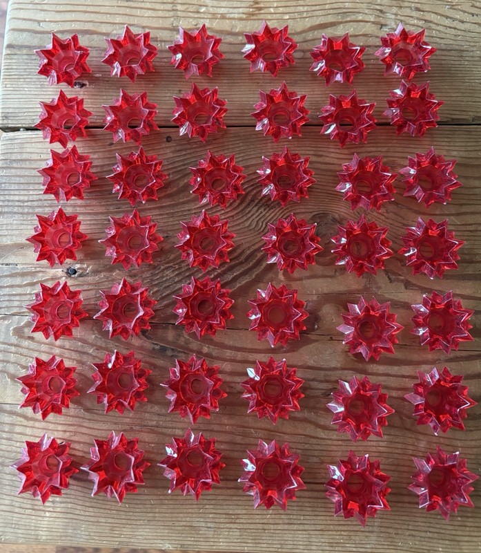 Vintage Red Christmas Mid Century Modern Starburst Light Covers Lot Of 42