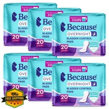Because Overnight Incontinence Pads Moderate Heavy Absorbency 120 Count