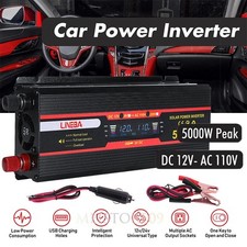 Peak 5000W Car Power Inverter DC 12V To AC 110V Sine Wave Solar Converter 4-USB