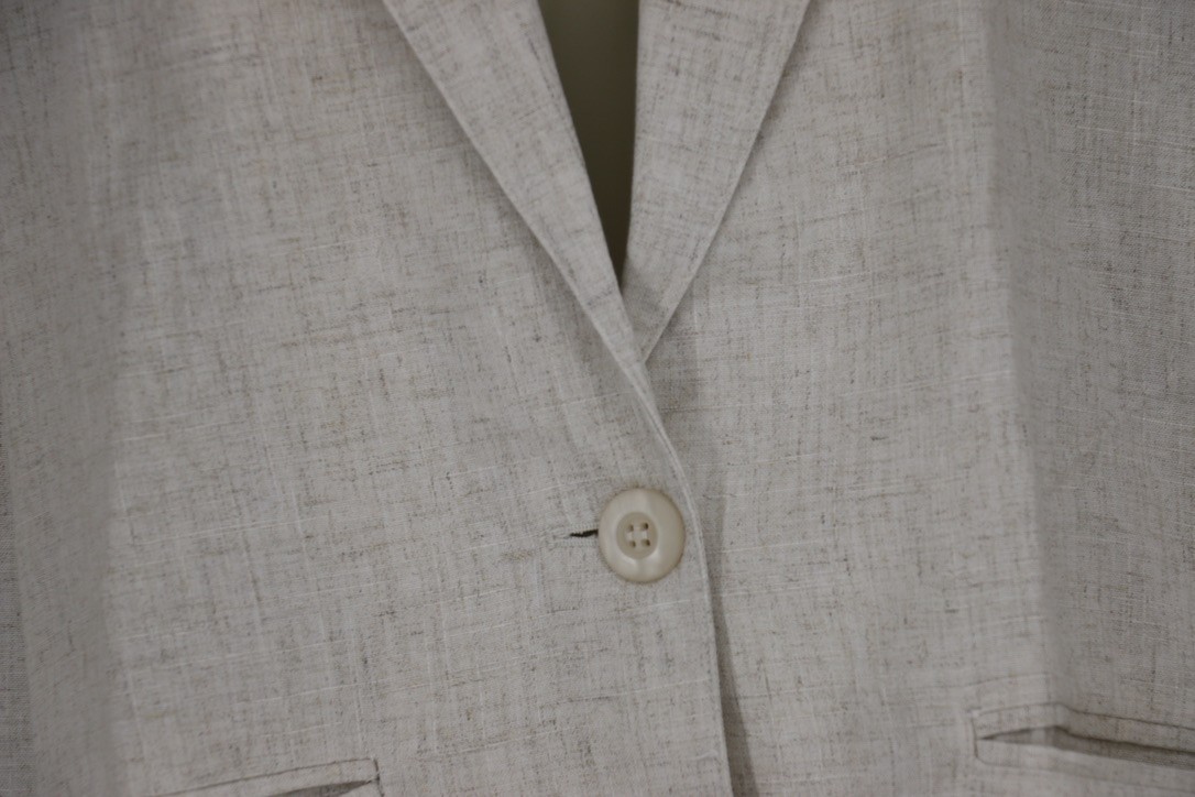 VINTAGE Womens Size 16 Linen Jacket Blazer & Pleated Pant Set Beige Khaki image 3