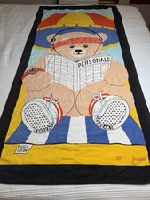 Vtg Terrimondo 1986 Beach Towel Bear Excercise Summer Colorful Sneakers Large