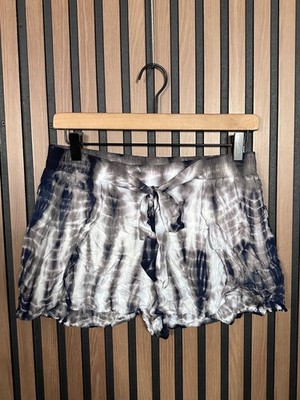 Young Broke & Fabulous Shorts Med Black White Ombre Tie Dye Elastic Waist Goldie