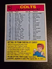 Unmarked 1974 Topps Football Team Checklists You Pick / Choose