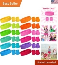 36 Pcs Neon Sweatbands Set for Kids 12 Headbands 24 Wristbands Bulk Sports Sw...