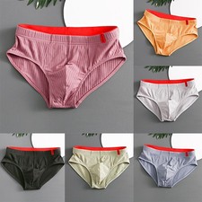 Comfortable Cotton Underwear for Men with Solid Color Briefs and Pouch