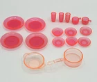 Vintage Translucent Pink Barbie Doll Dish Lot Plate Cups Kitchen 17 pcs Mattel