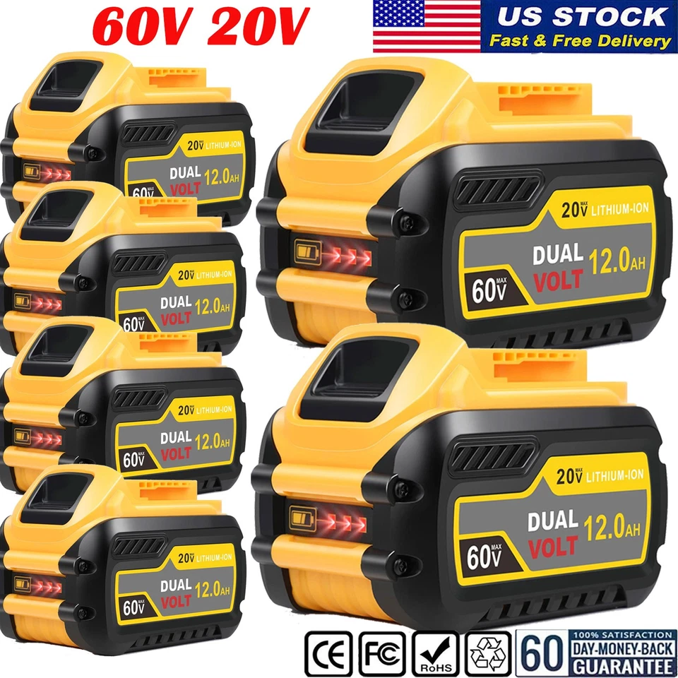 1-10x 12.0 Ah 20V Battery for DeWalt FLEXVOLT 60V Lithium repalcement Battery US